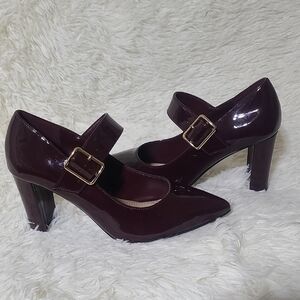IMPO‎ Elegant Burgundy Patent Leather 3.5" Mary Jane Heels - Size 8.5